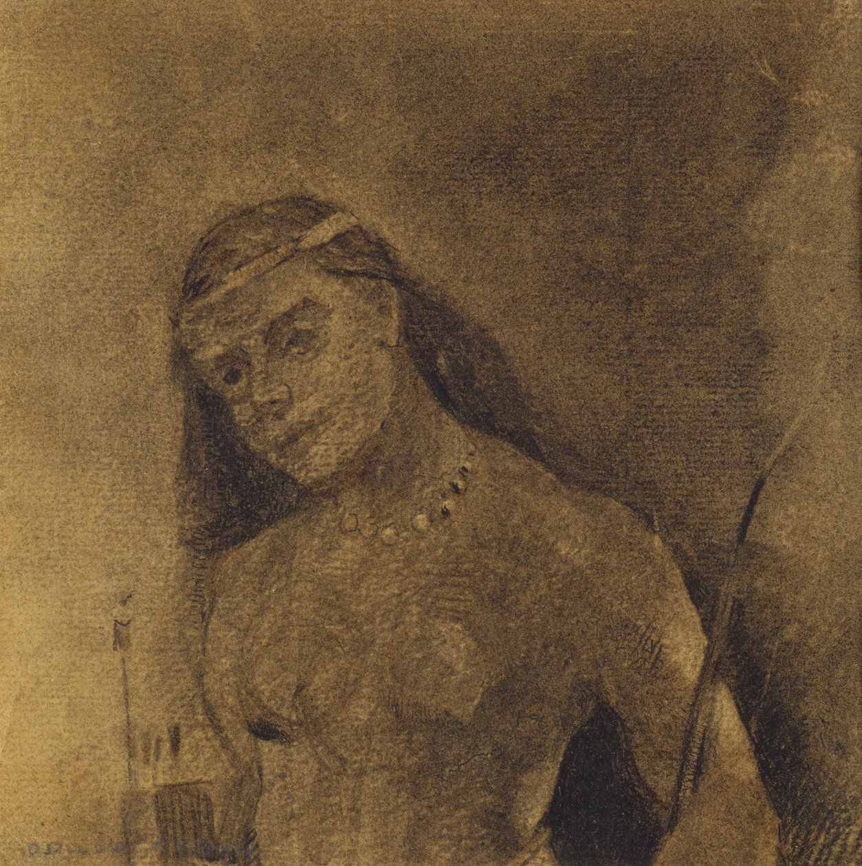 Femme Sauvage (Vahşi Kadın), c.1885-90 (kağıt üzerinde karakalem) by Odilon Redon