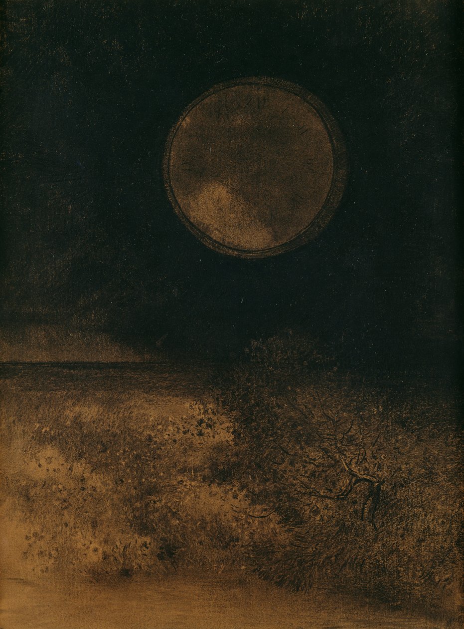 La Sphere (Globe), 1890-5 (kohl and sepia wash on paper) by Odilon Redon