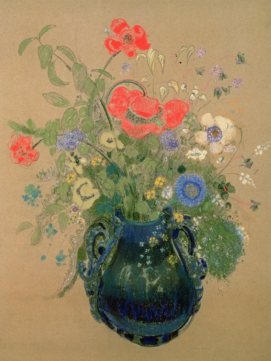 Vazo Çiçek, c.1905-08 (kağıt üzerine pastel) by Odilon Redon