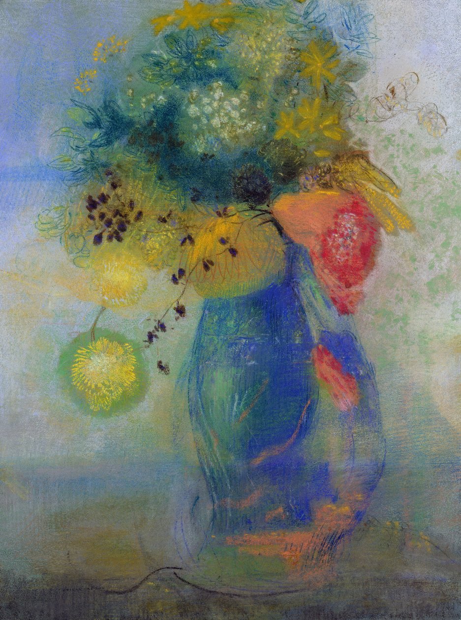 Vazoda çiçek (pastel) by Odilon Redon
