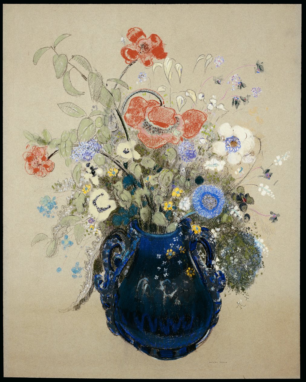Mavi Çiçeklerden Bir Vazo, c.1905-08 by Odilon Redon