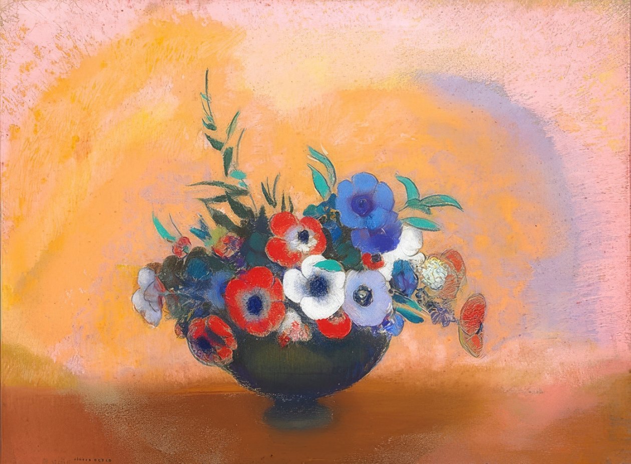 Anemonen (Anemonlar). 1912 by Odilon Redon