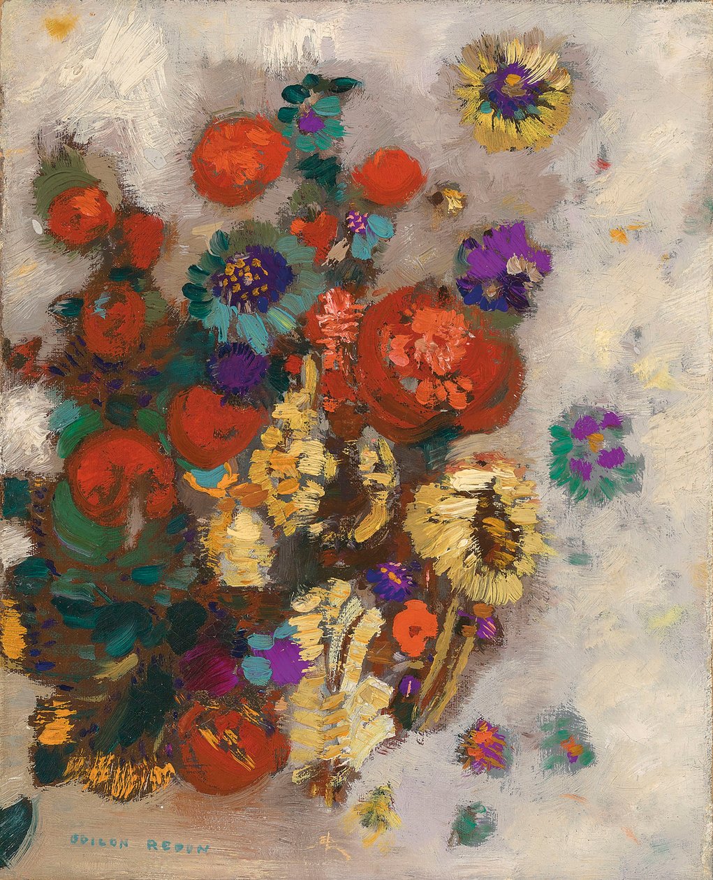 Çiçek demeti. by Odilon Redon