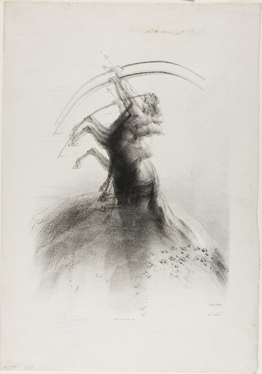 Bulutları hedef alan centaur by Odilon Redon