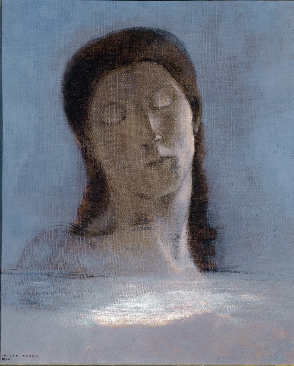 Gözler kapalı - karton üzerine yağ by Odilon Redon