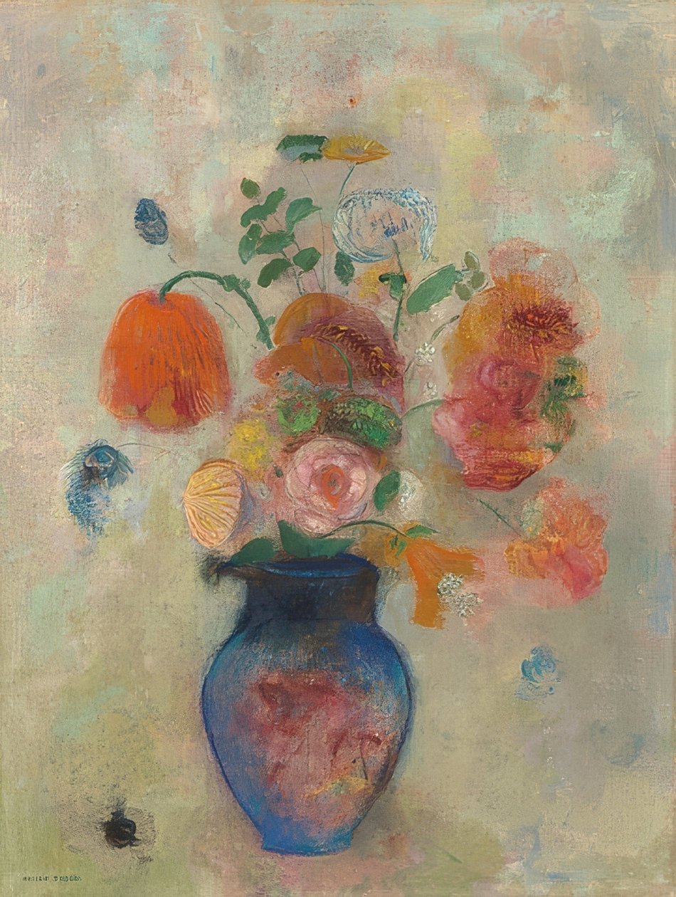 Büyük vazo çiçek. 1912 civarında by Odilon Redon
