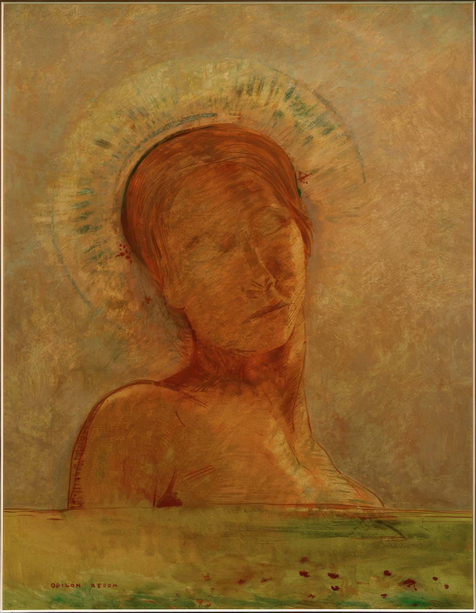 Cennette (gözler kapalı) by Odilon Redon