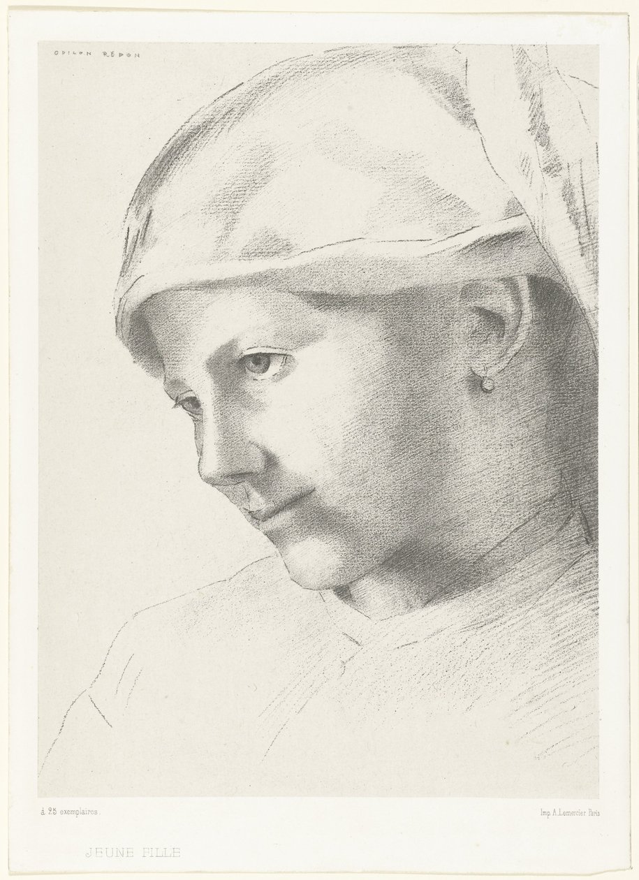 Jong meisje Genç Kız (nesne üzerindeki başlık) by Odilon Redon