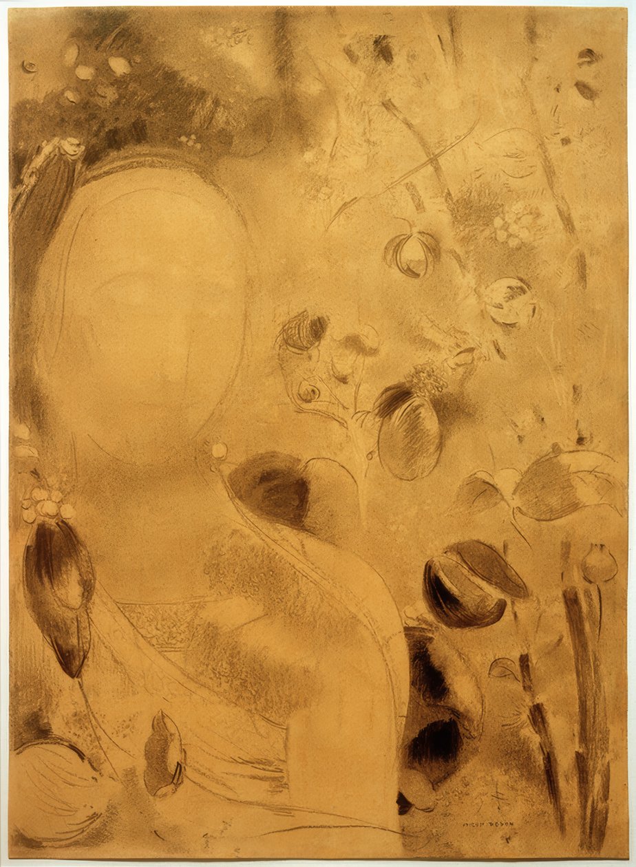 Rüya, çiçekler ve yüz by Odilon Redon