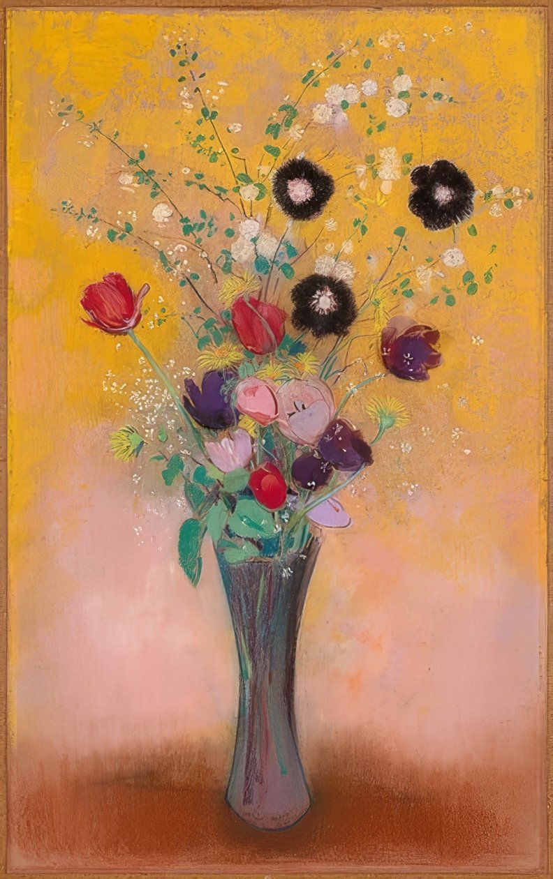 Çiçek vazosu. 1916 by Odilon Redon