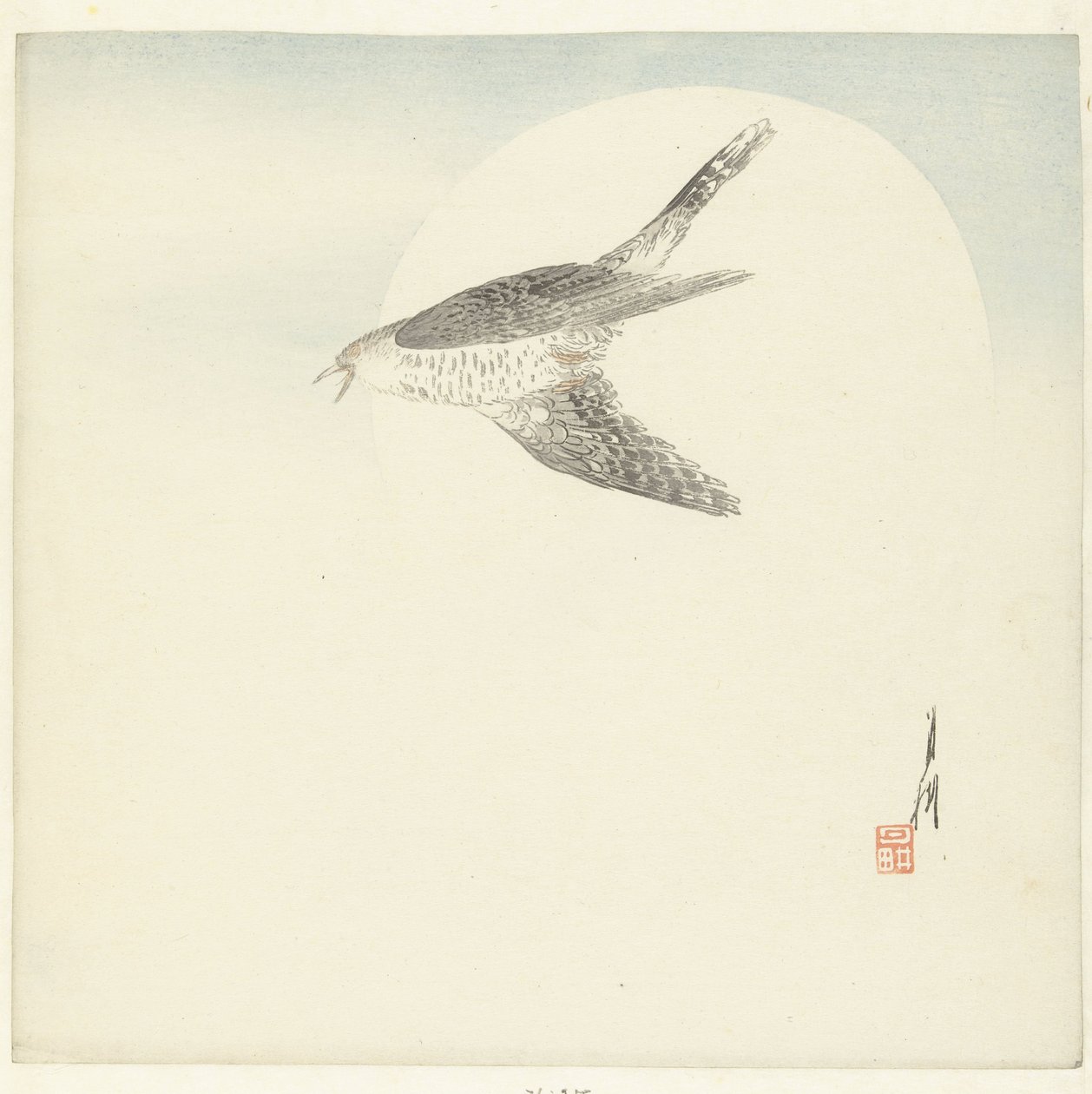 Dolunayda uçan guguk kuşu by Ogata Gekko