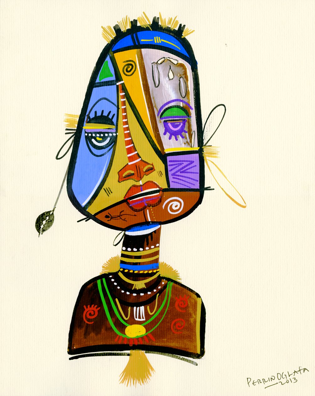 Beauty Beneath 2, 2013 (kağıt üzerinde karışık teknik) by Oglafa Ebitari Perrin
