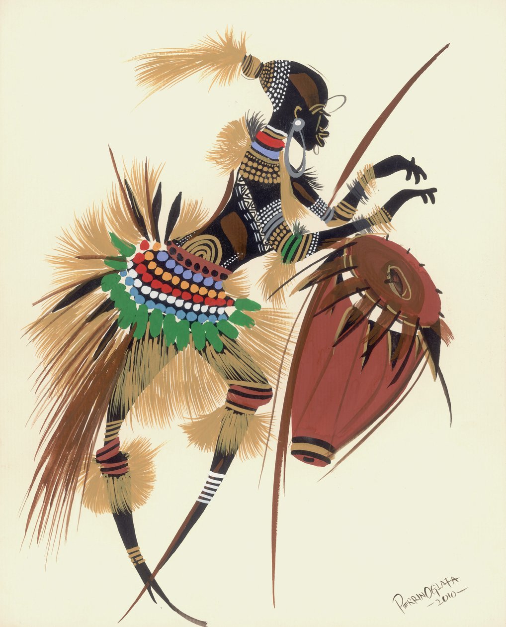 Ritmi ve Blues, 2010 (kağıt üzerinde yağlı boya) by Oglafa Ebitari Perrin