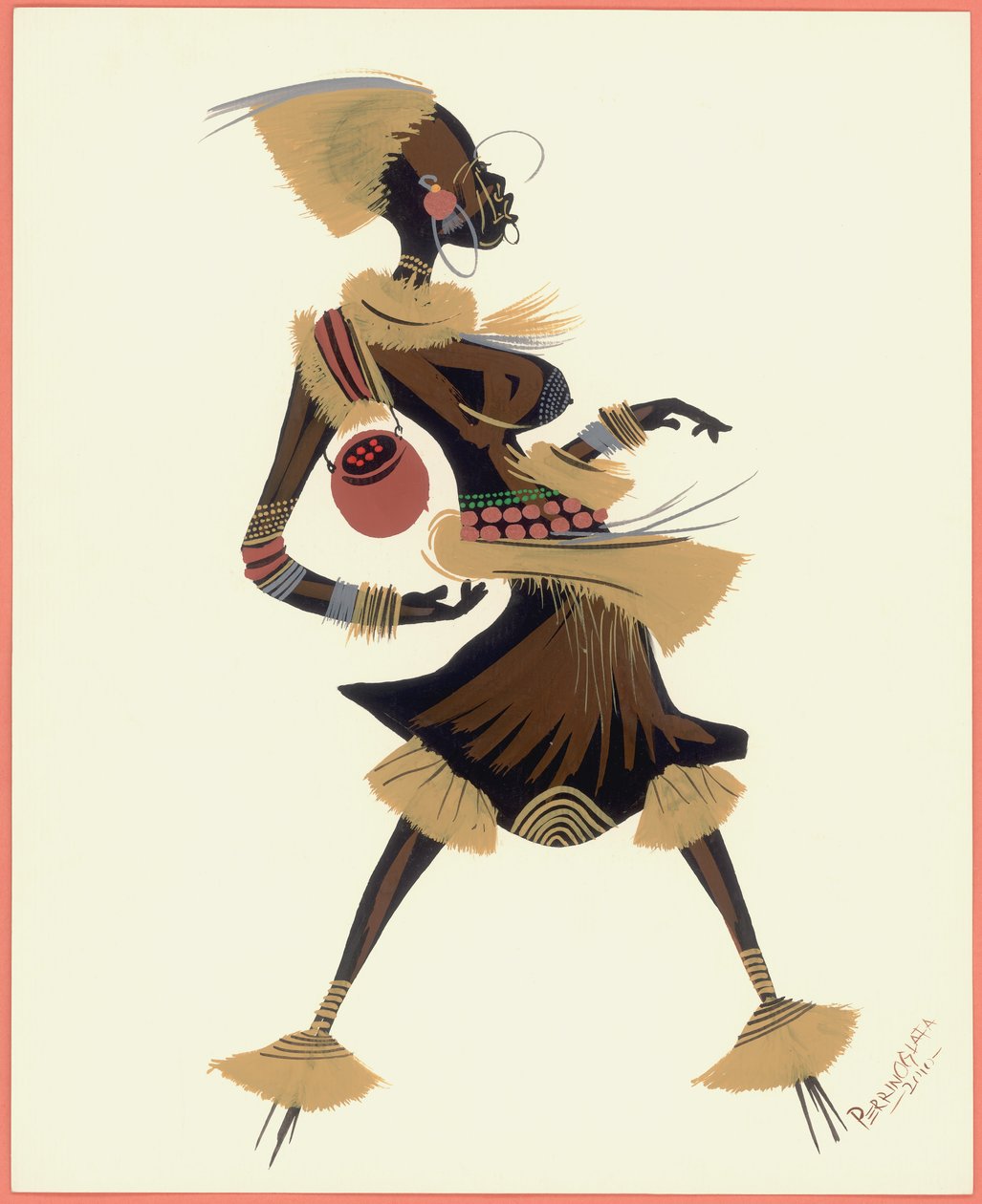 Water Pot Woman, 2010 (kağıt üzeri yağlı boya) by Oglafa Ebitari Perrin