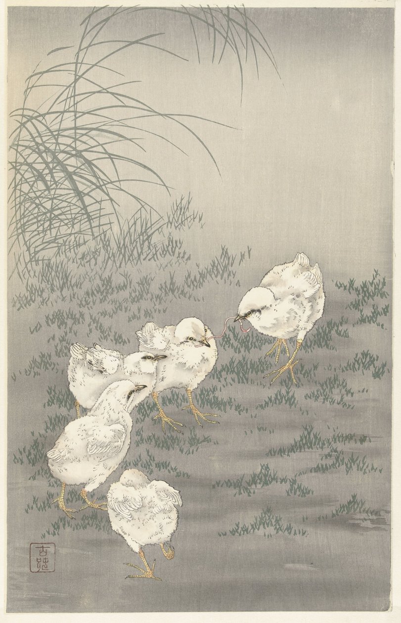 beş civciv by Ohara Koson