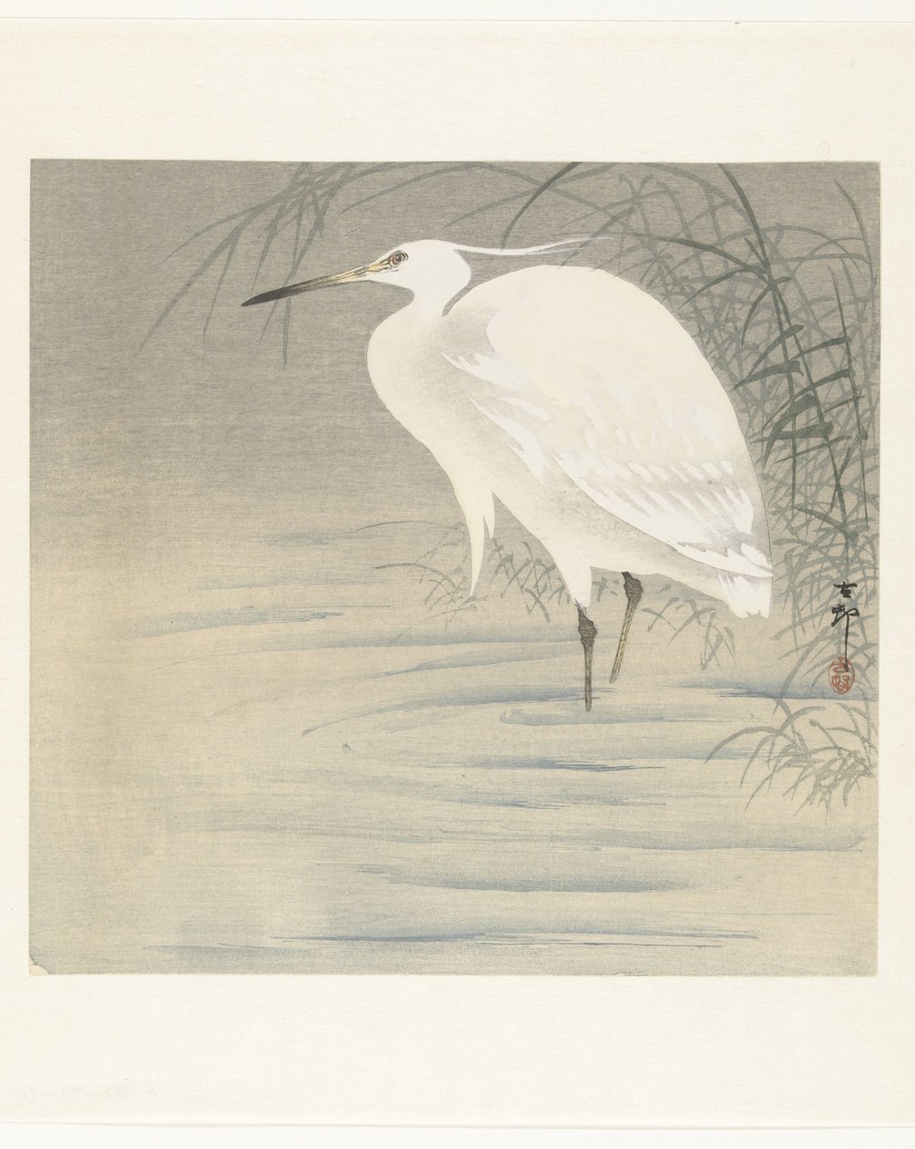 küçük ak balıkçıl by Ohara Koson