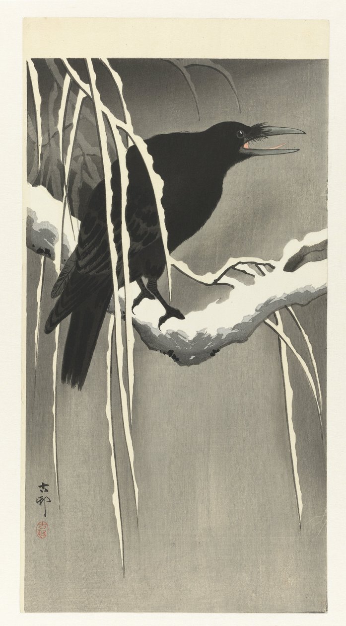 Karlı dalda karga by Ohara Koson