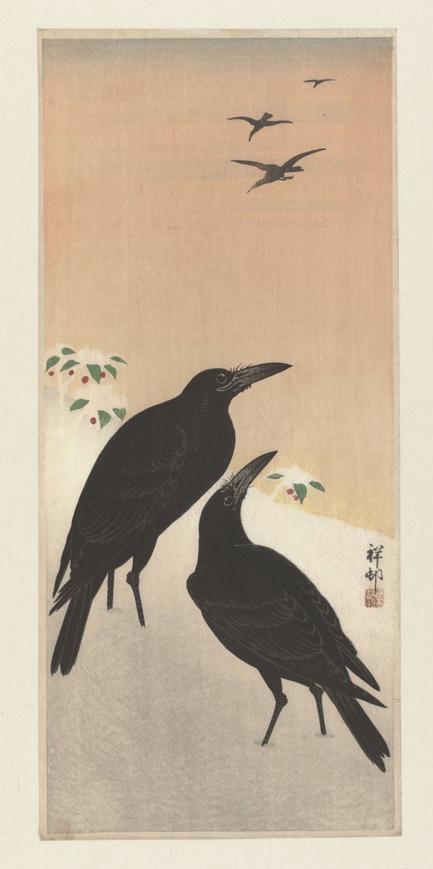 karda kargalar by Ohara Koson