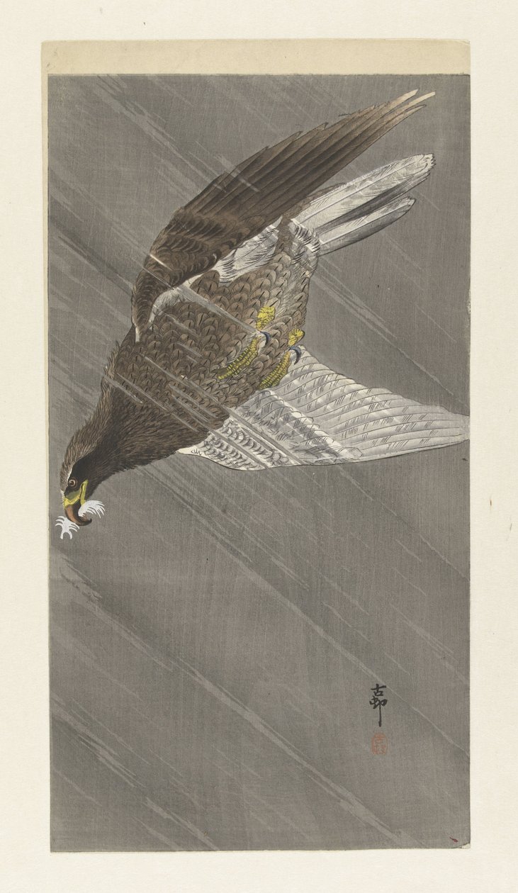 Aşağı uçan kartal by Ohara Koson