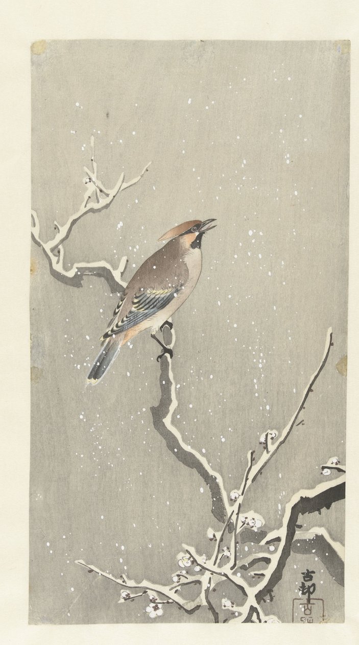 Karlı dalda ağda by Ohara Koson