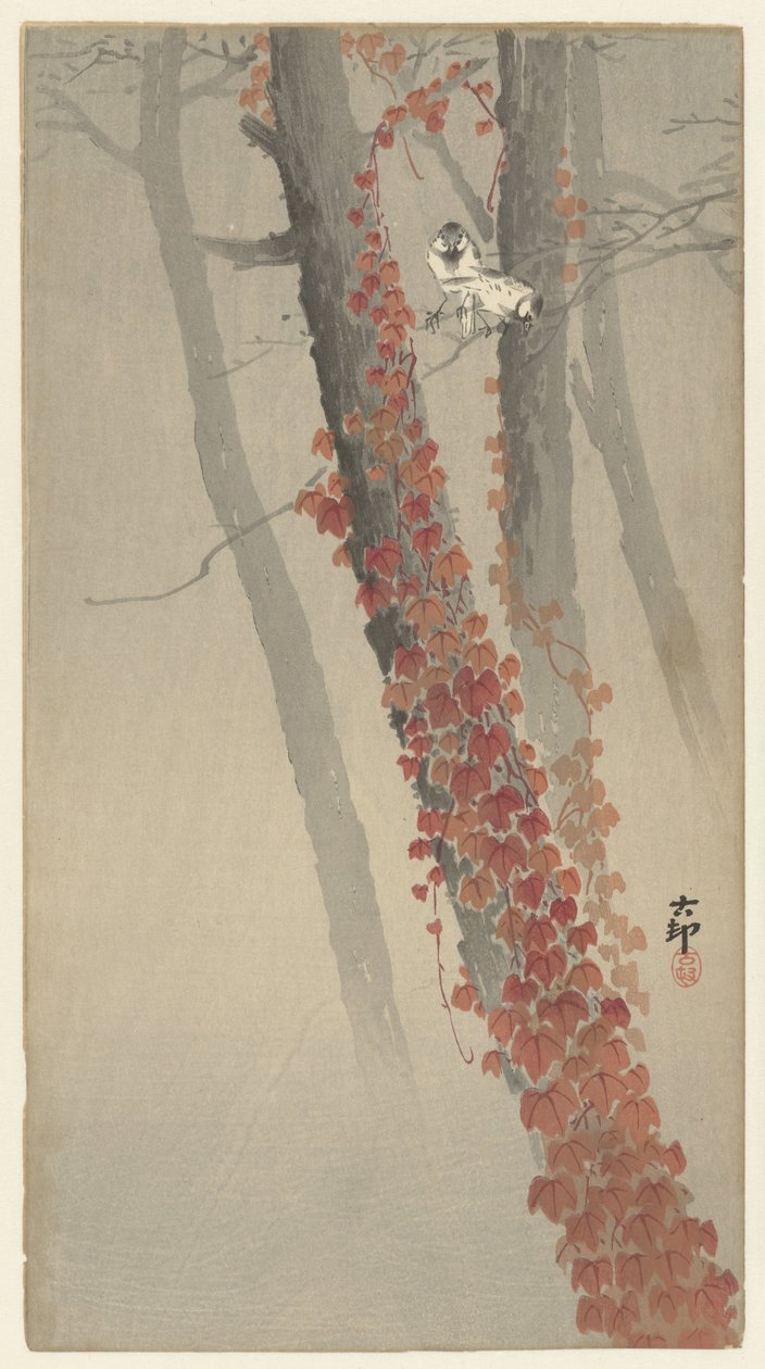 kırmızı sarmaşık by Ohara Koson