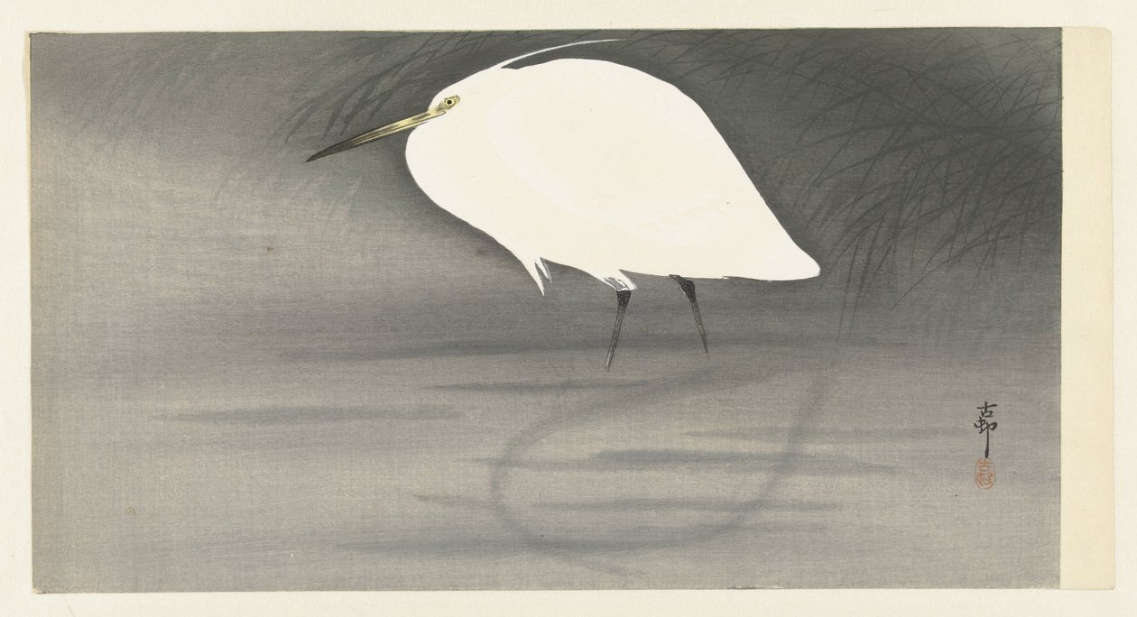 ak balıkçıl by Ohara Koson