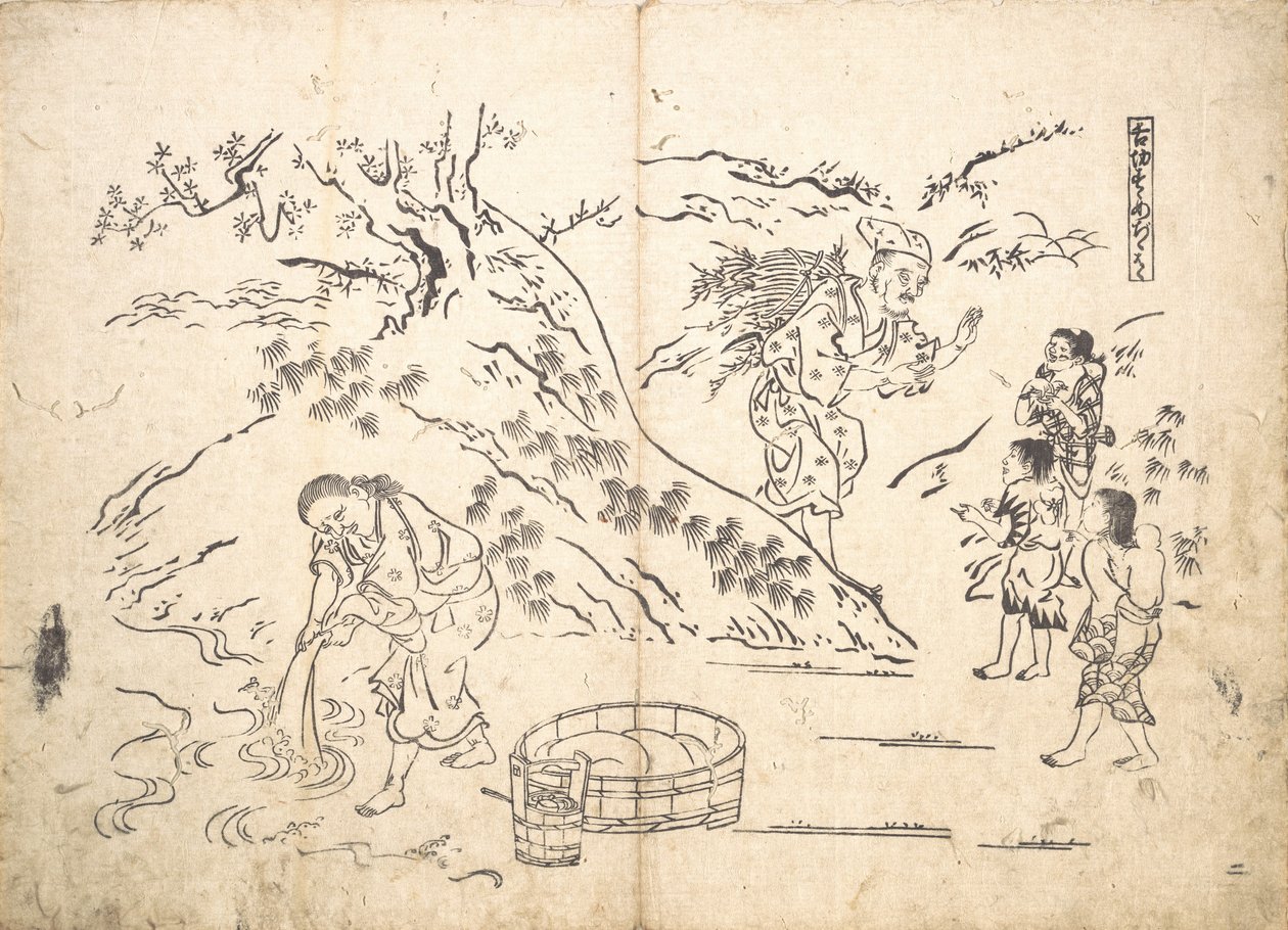 ibne toplayıcı, serçeli çocuğu bulur. by Okumura Masanobu