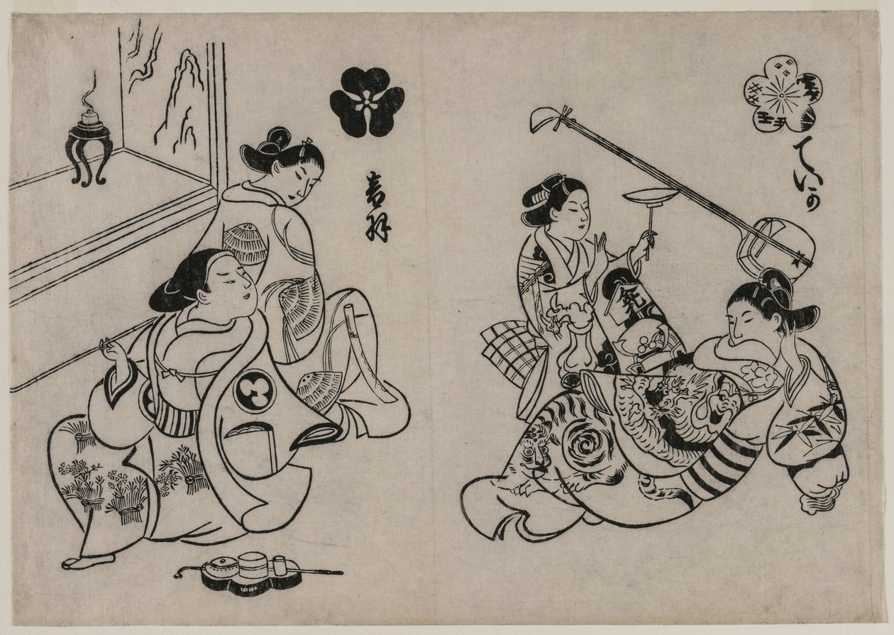 Bir Müşteri ile Üç Nezaket. by Okumura Masanobu