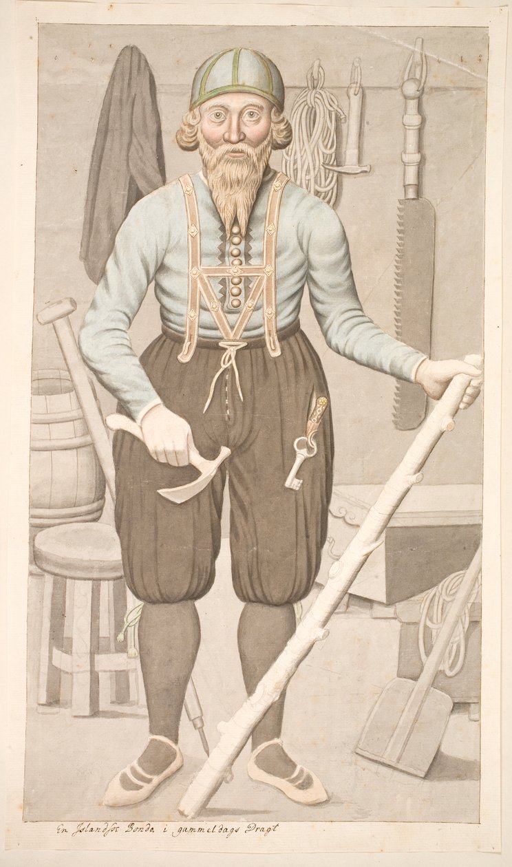 Eski Moda Kostümlü İzlandalı Bir Çiftçi by Olavius
