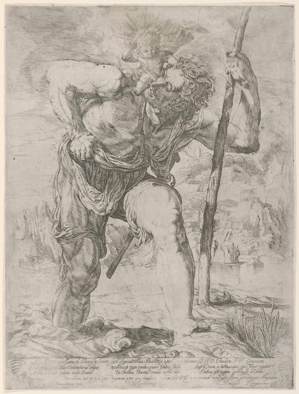 Aziz Christopher Mesih Çocuğunu Taşıyan by Orazio Borgianni