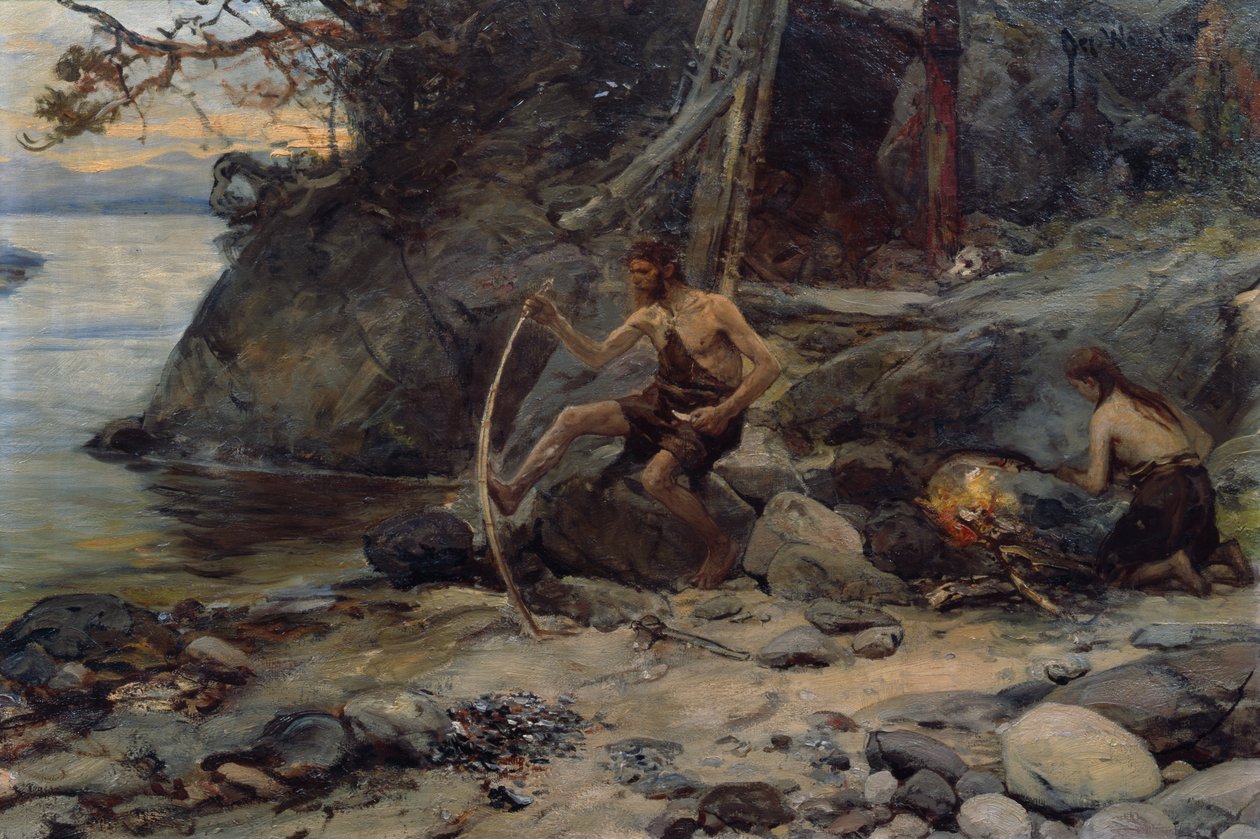 Taş devri insanları by Oscar Arnold Wergeland