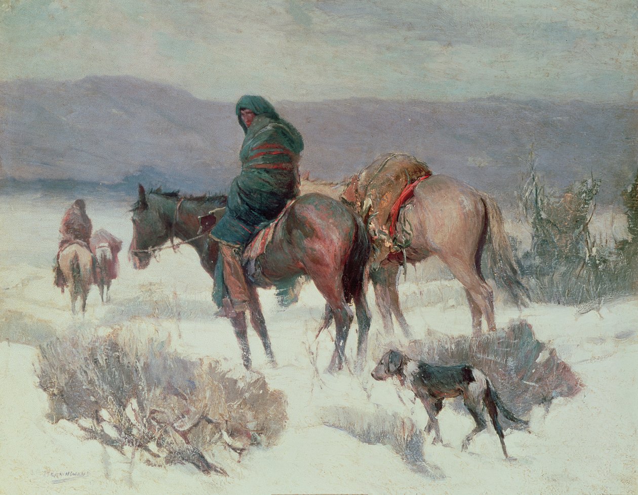 Kış Avı (tuval üzerine yağlıboya) by Oscar Edward Berninghaus