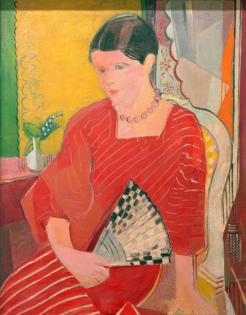 Kırmızı elbiseli Brigitte by Oskar Moll