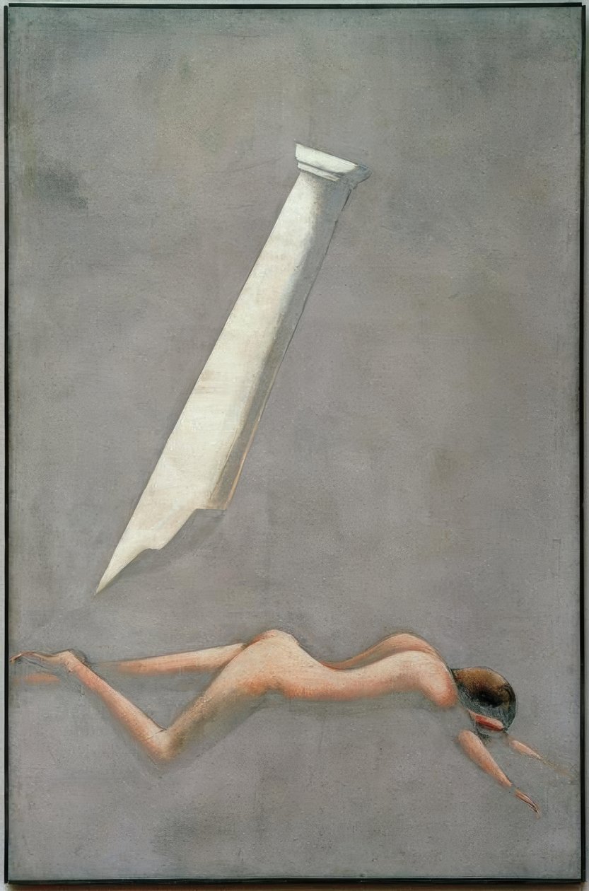 Folkwang döngüsü: bir sütunla düşmüş adam by Oskar Schlemmer