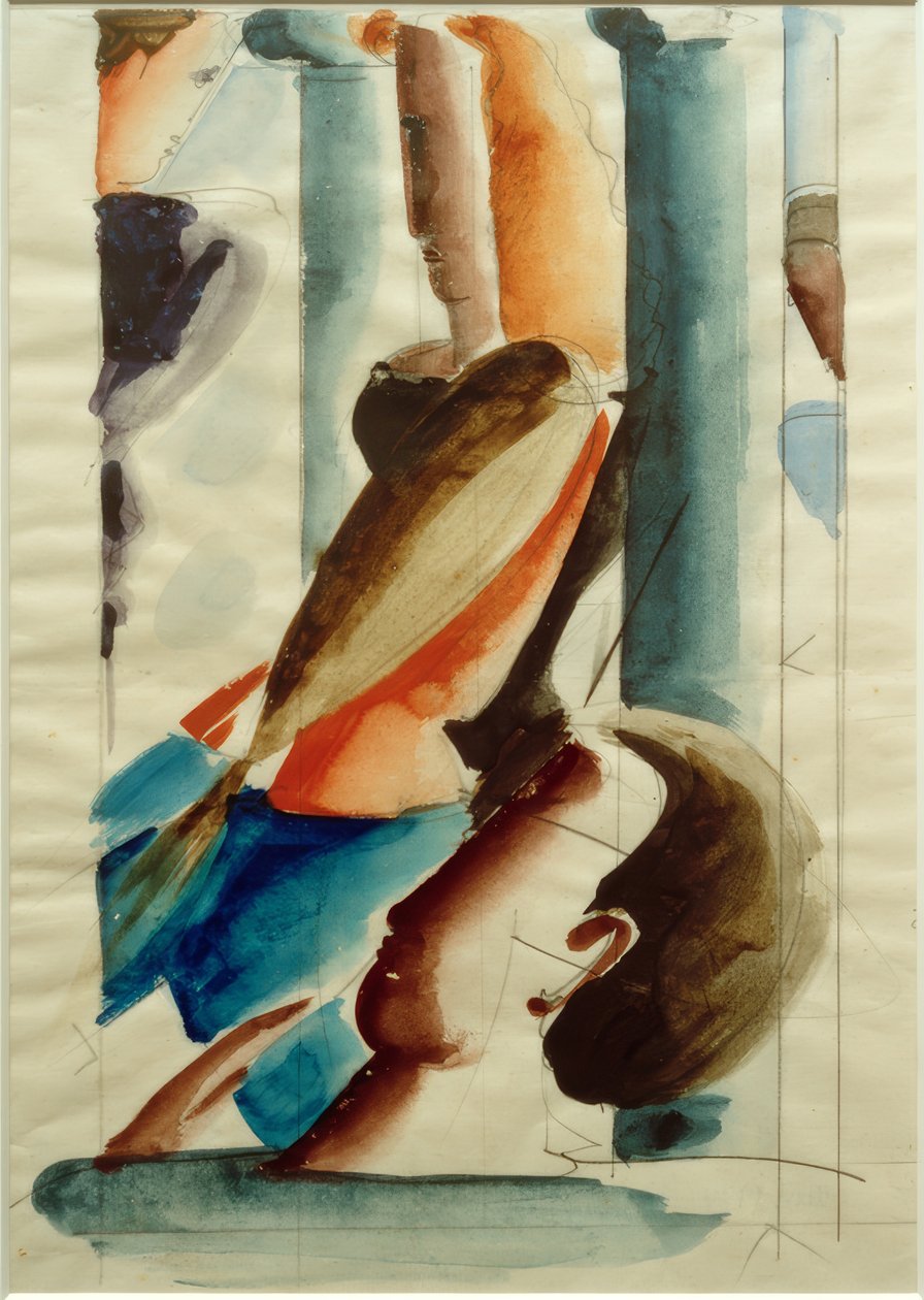 Sütunlar arasında beş figür by Oskar Schlemmer