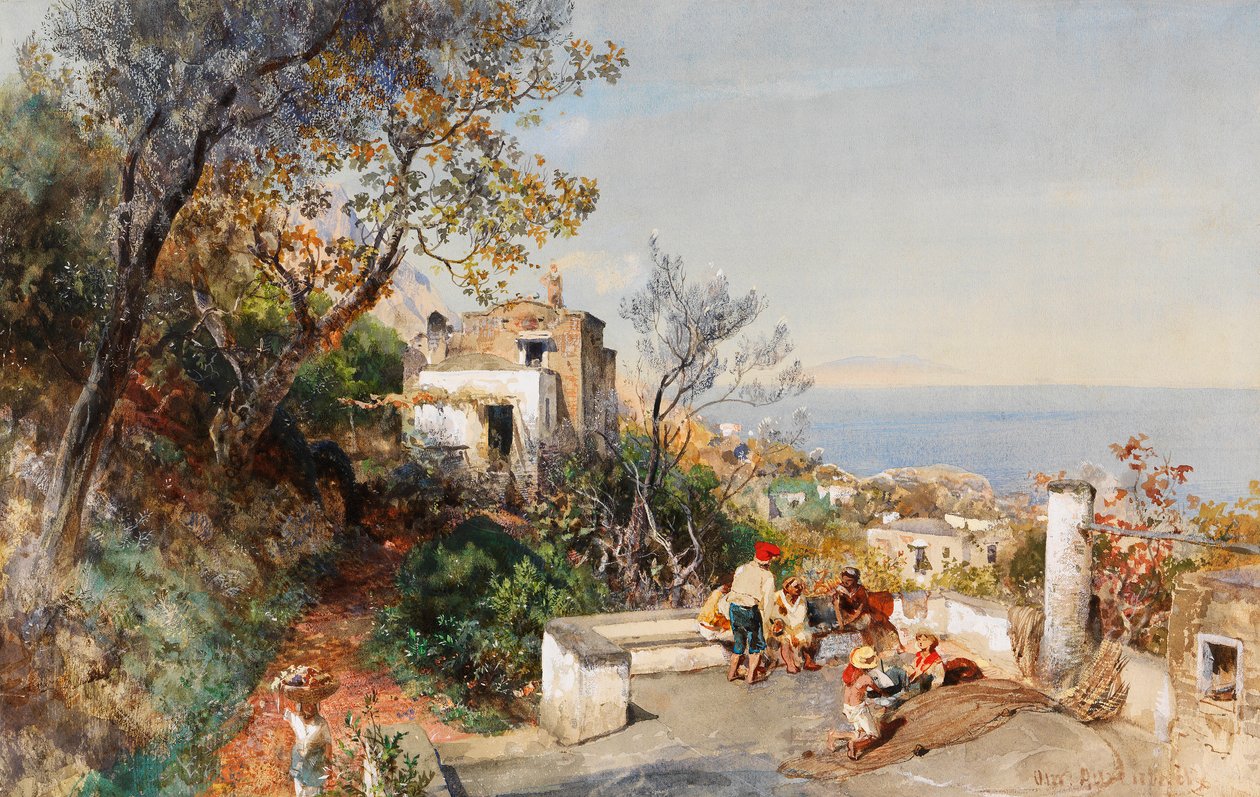 Napoli Körfezi üzerinden görünüm by Oswald Achenbach