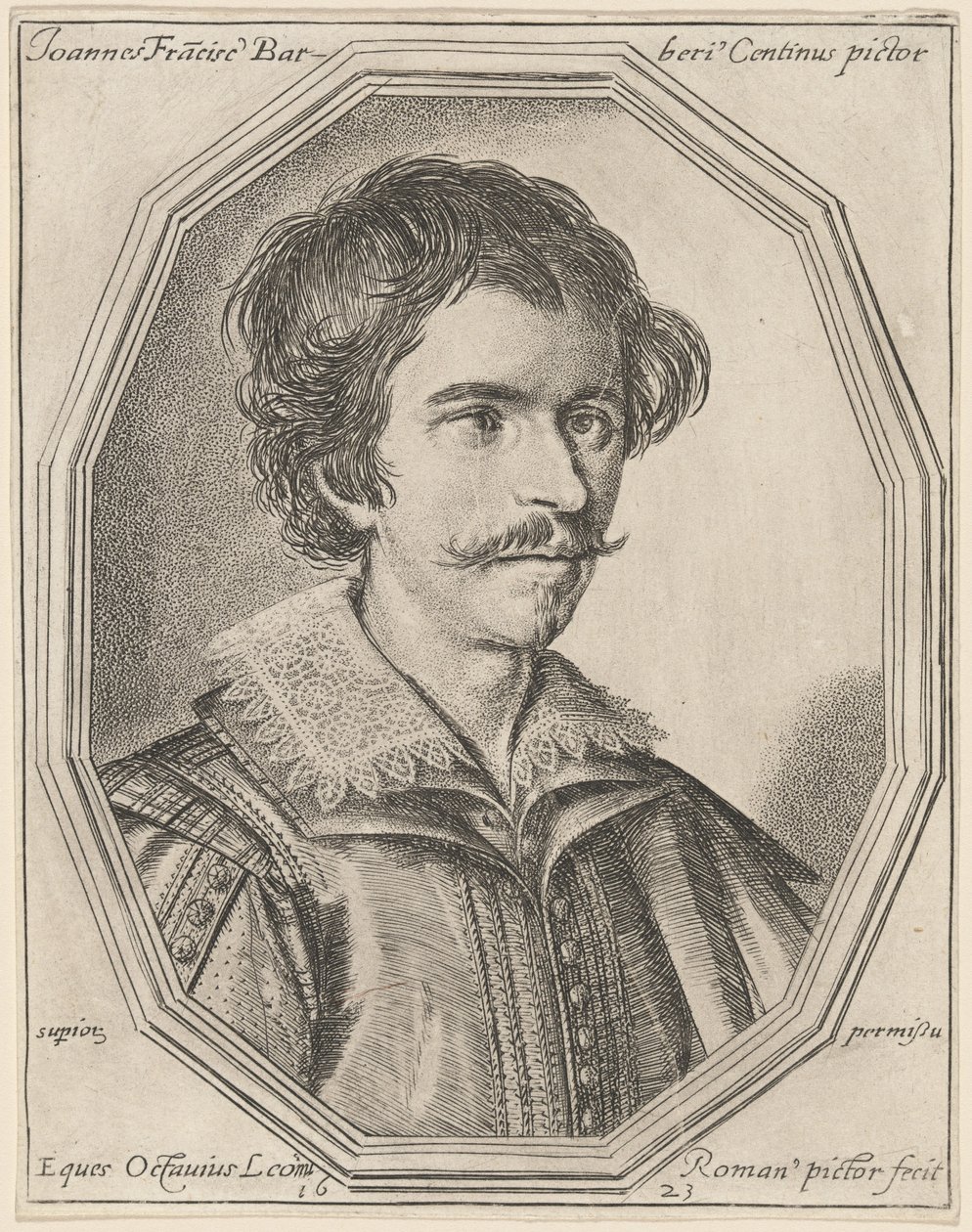Guercino denilen Giovanni Francesco Barbieri by Ottavio Leoni