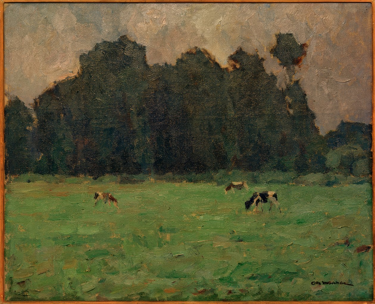 Otto Ubbelohde, kavakların önünde inekler by Otto Ubbelohde