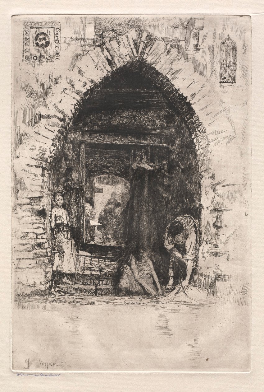 Venedik Gravürleri: Çamaşırhane, 1881. by Otto H. Bacher