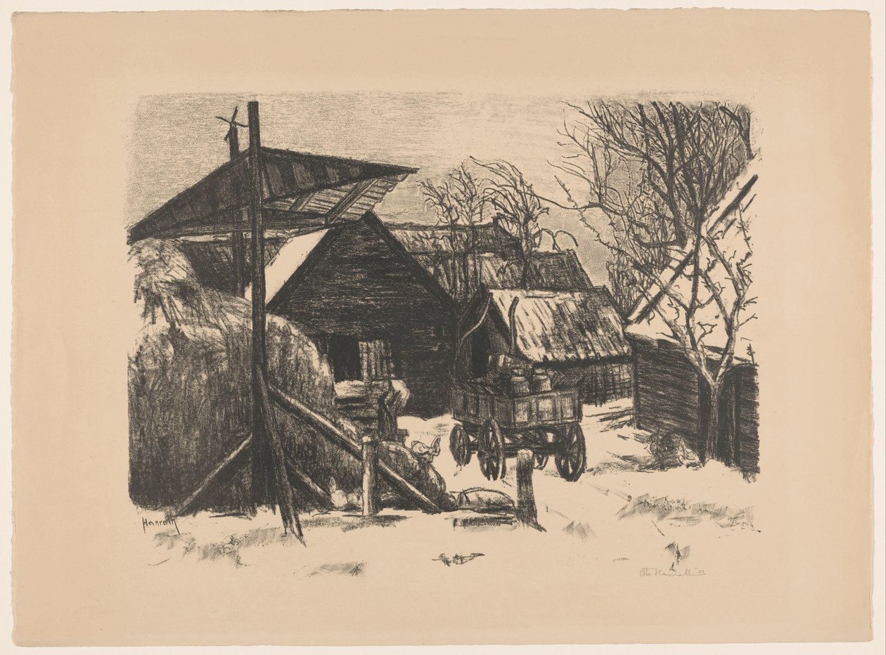 Karda çiftlik avlusu by Otto Hanrath (signed by artist)