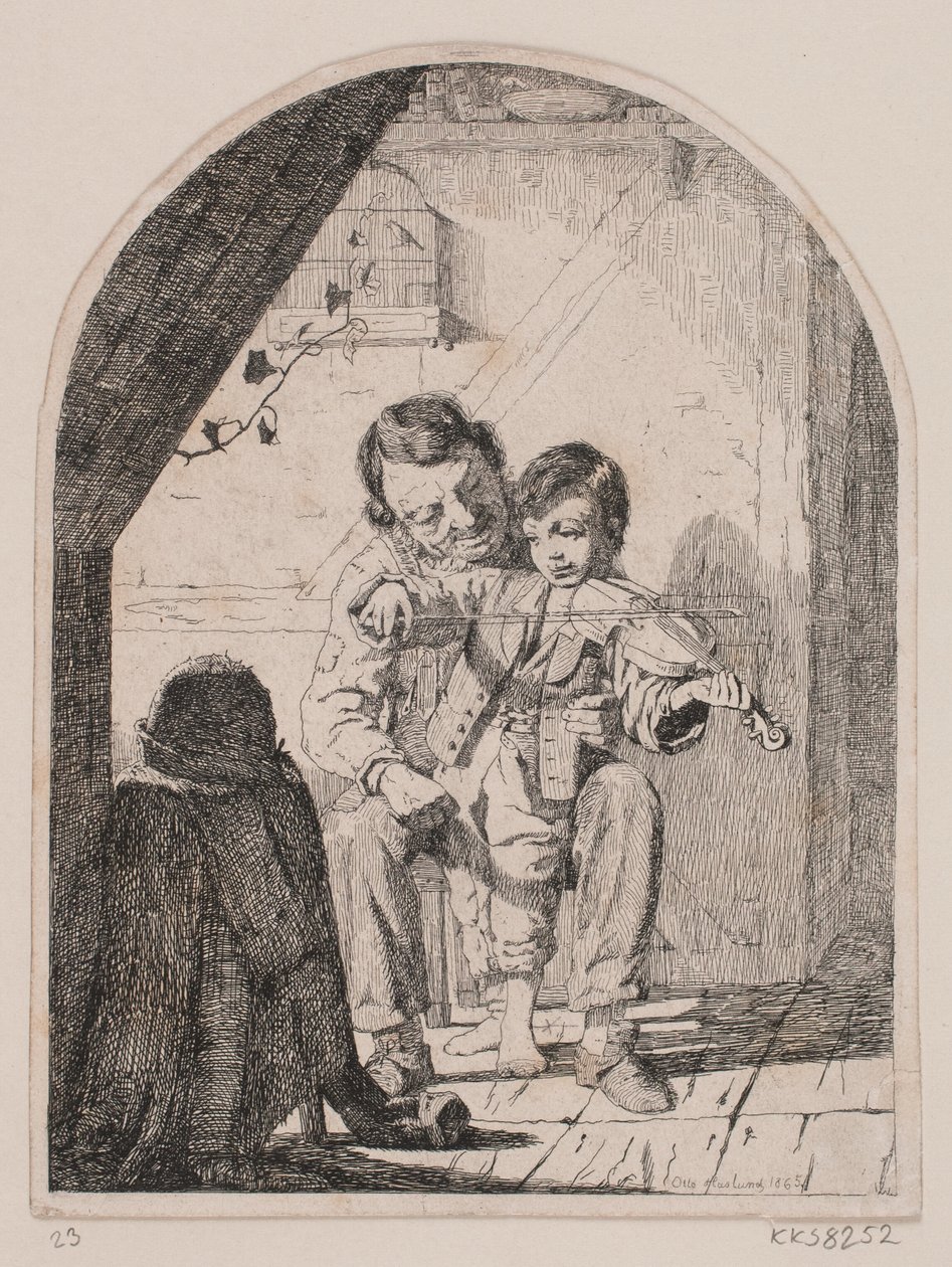 Oğlan keman çalmayı öğrenir by Otto Haslund