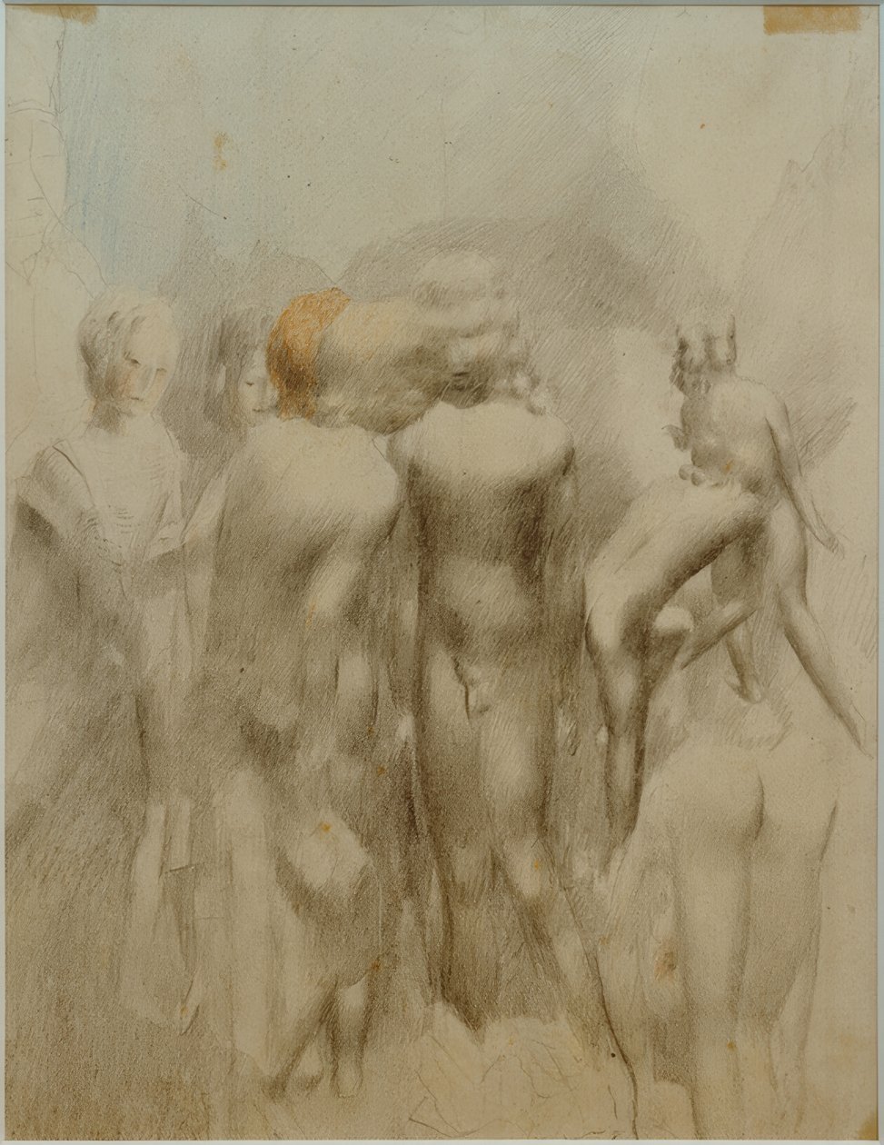 Açık havada çıplak erkek grupları (yüzücüler) by Otto Meyer Amden