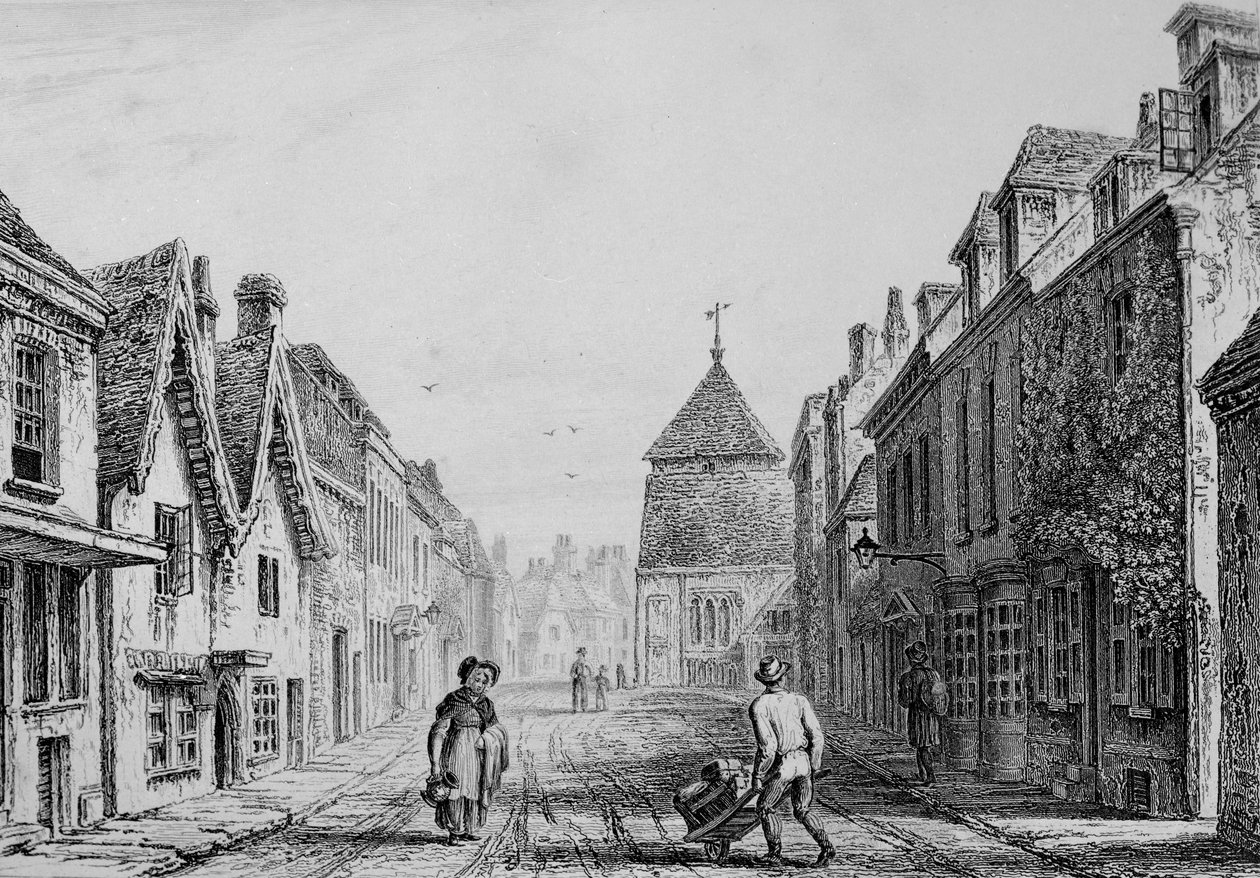 Cheesehill Street Winchester, 1830 dolayları (gravür) by Owen Brown Carter