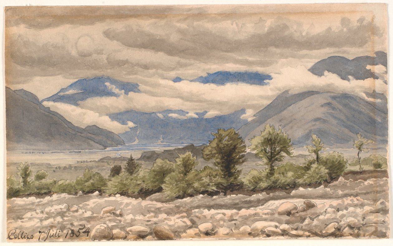 Bulutlu havalarda İtalyan dağ manzarası by P.C. Skovgaard