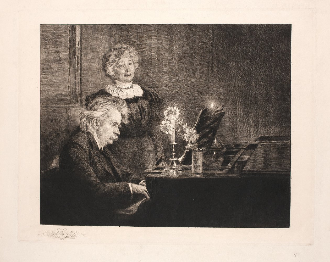 Edvard ve Nina Grieg piyano başında by Peder Severin Krøyer