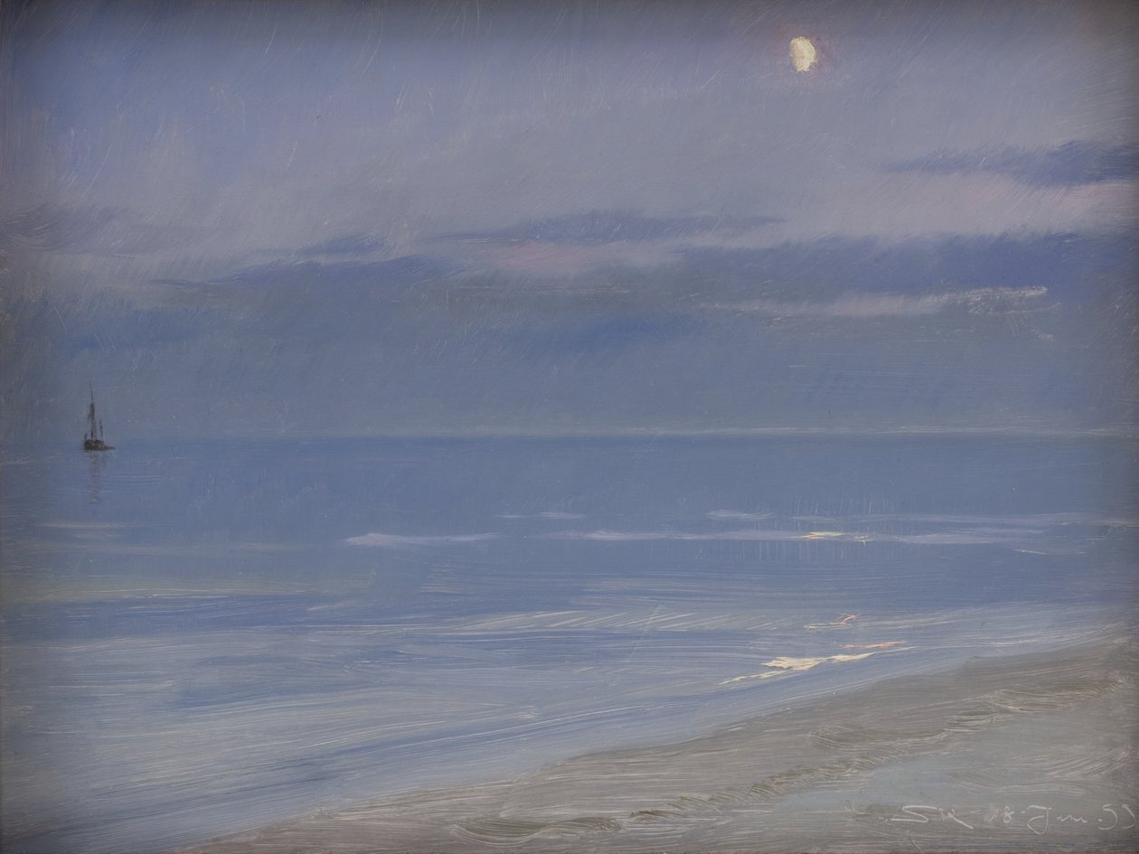 Ay Işığında Skagen Plajı by Peder Severin Krøyer