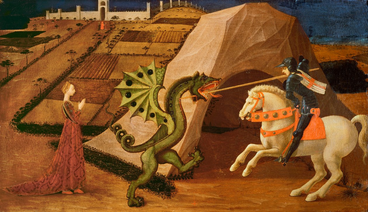 George ve Ejderha, c.1439-40 (panelde tempera) (ayrıntılı bilgi için bkz. 85552) by Paolo Uccello