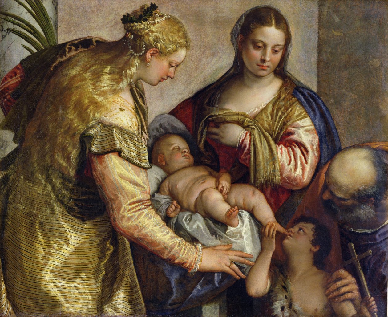 Aziz Barbara ile Kutsal Aile, c.1550 by Paolo Veronese