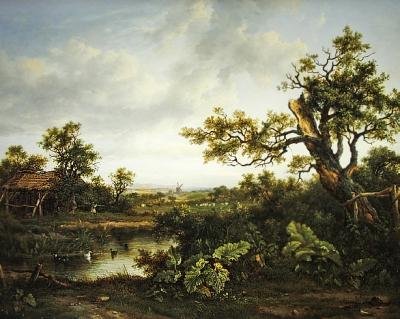 Ormanlık peyzaj (panelde yağ) by Patrick Nasmyth