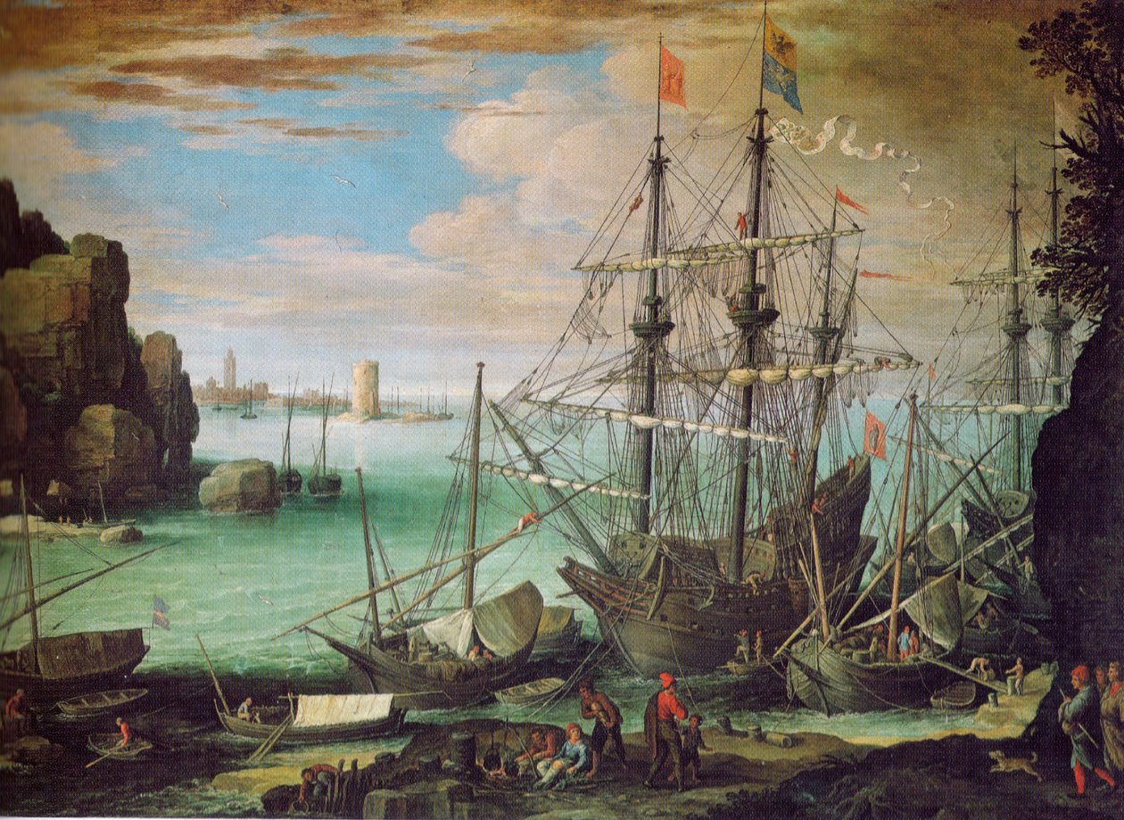 Bir liman ile kıyı manzara by Paul Bril